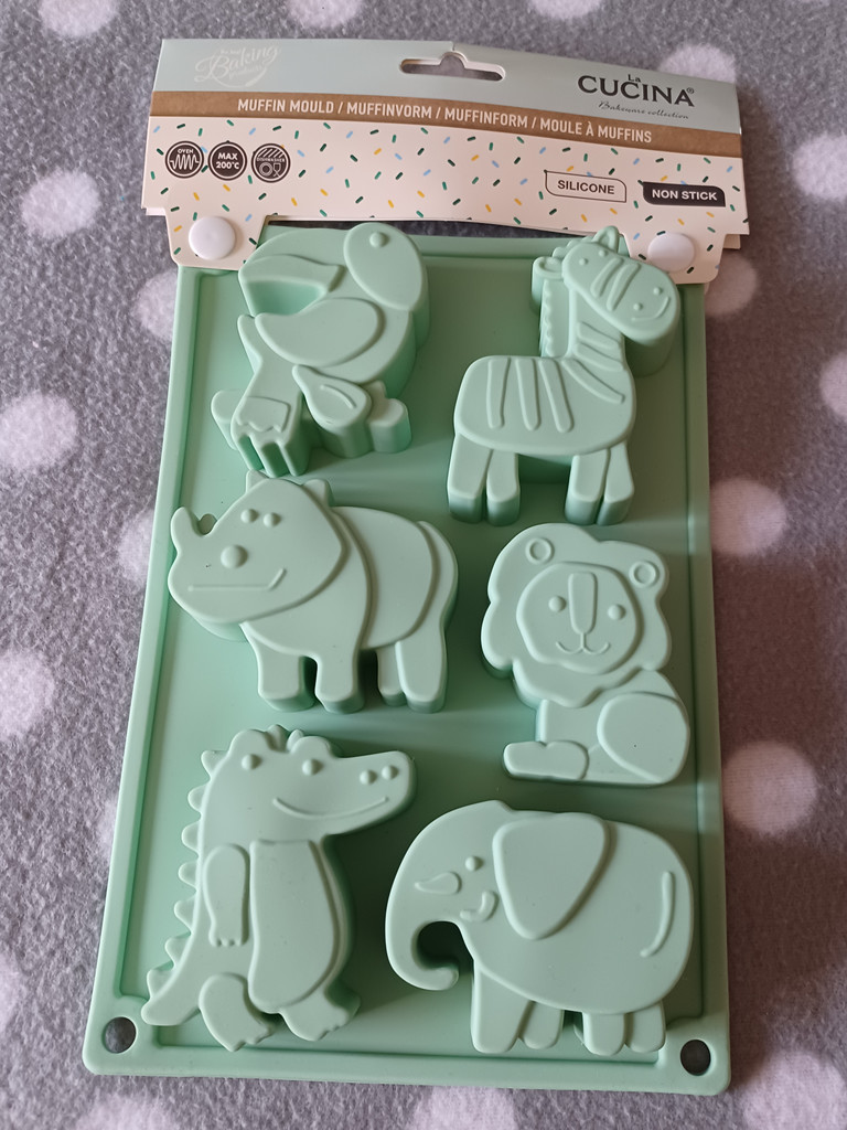 La Cucina Silikon Backform Safari Tiere 6er Muffin-Form Kindergeburtstag Mint