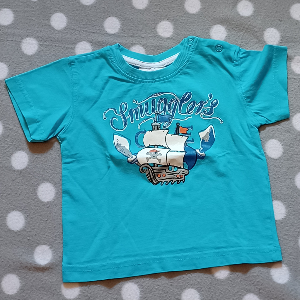 Topomini T Shirt Jungen Gr 80 Blau Pirat Schiff Kurzarm Baumwolle