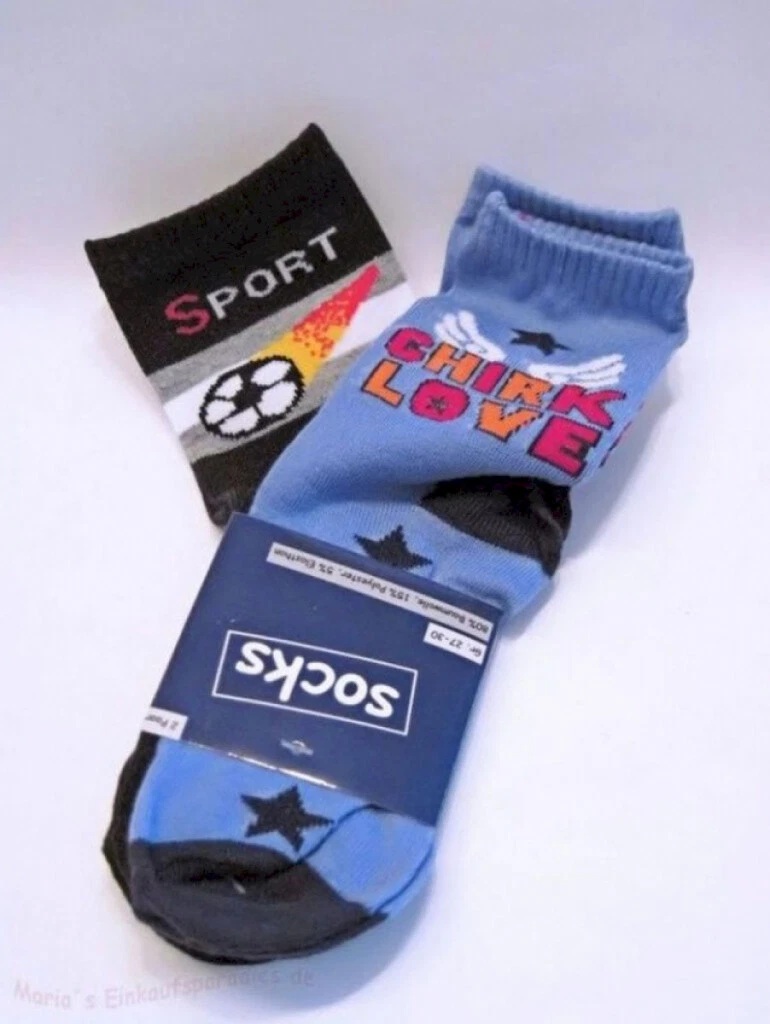 Jungen Socken 2er Pack Sport Chirk Love Blau Grau Gr. 23-26