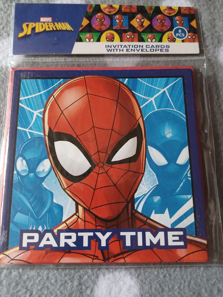 Marvel Spider-Man Einladungskarten Set 4 Stück Party Geburtstag 12x12cm